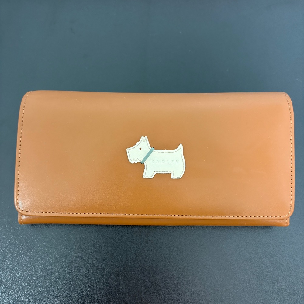 Radley London Womens Leather Matinee Wallet OS Tan Brown Scottie Dog Polka Dot